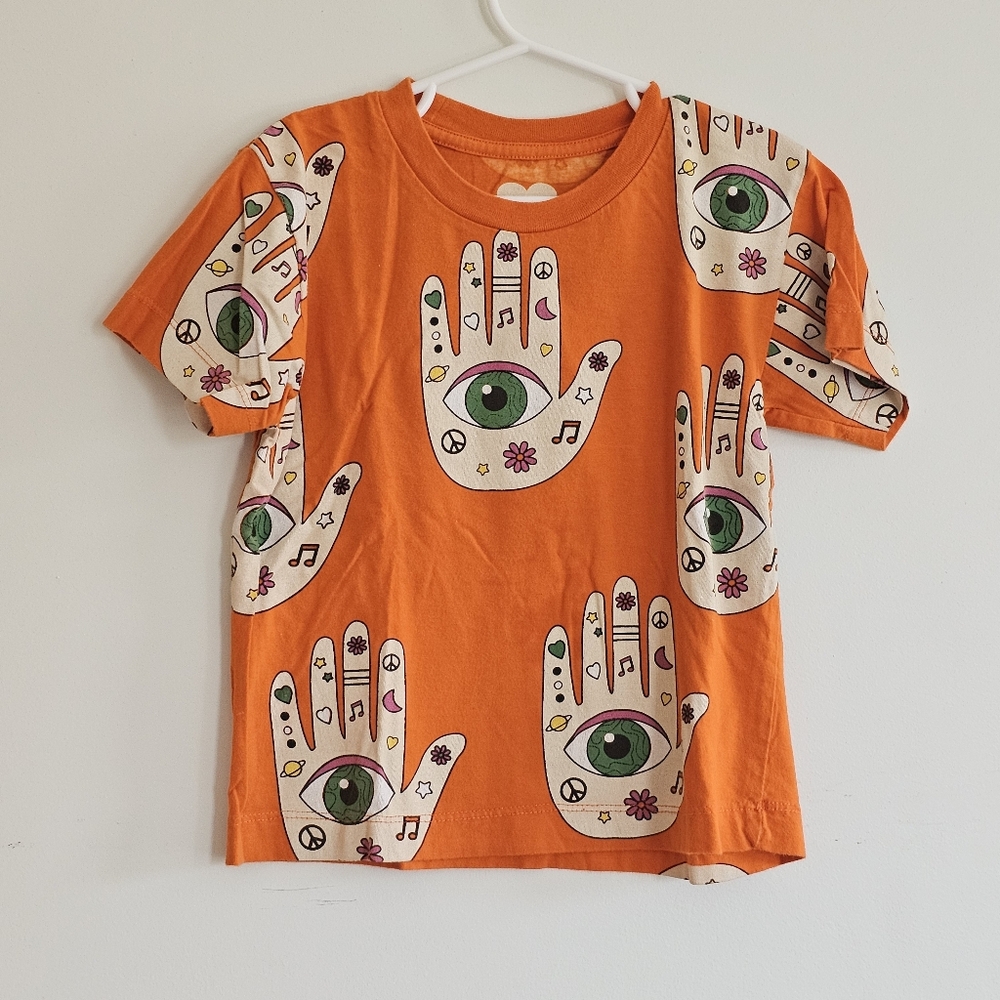 DOO WOP Kids Hamsa Evil Eye Graphic T-shirt in Orange, Size 4